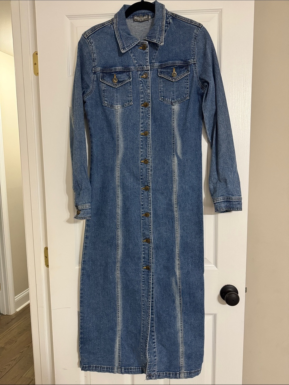 Bisou Bisou Blue Denim Button-Front Maxi Dress